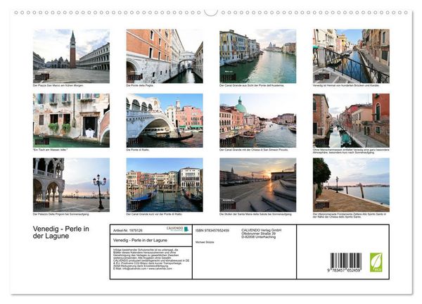 Produktbild: Venedig - Perle in der Lagune (hochwertiger Premium Wandkalender 2026 DIN A2 quer), Kunstdruck in Hochglanz