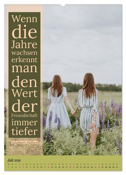 Produktbild: Freundschaft Weisheiten und Zitate (Wandkalender 2026 DIN A2 hoch), CALVENDO Monatskalender