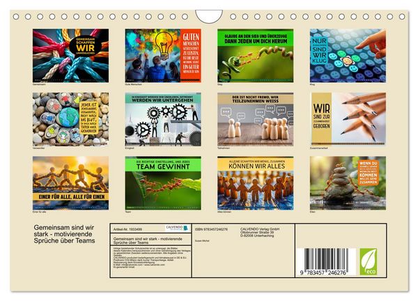 Produktbild: Gemeinsam sind wir stark - motivierende Spr&uuml;che &uuml;ber Teams (Wandkalender 2026 DIN A4 quer), CALVENDO Monatskalender