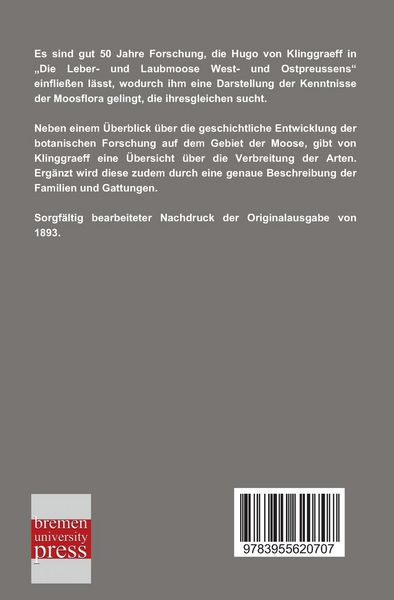 Produktbild: Die Leber- und Laubmoose West- und Ostpreussens