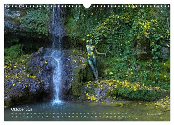 Produktbild: BODYPAINTING AM WASSERFALL VON LINN (Wandkalender 2026 DIN A3 quer), CALVENDO Monatskalender