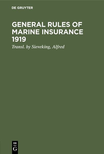 Produktbild: General rules of marine insurance 1919