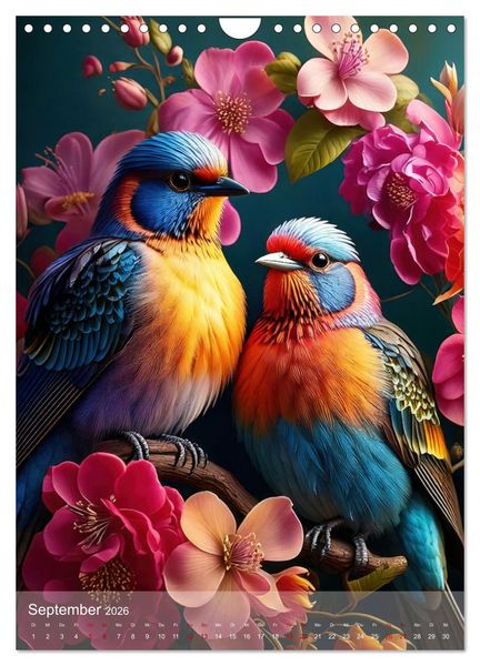 Produktbild: Exotische Harmonie - Paradiesv&ouml;gel und Blumenpracht (Wandkalender 2026 DIN A4 hoch), CALVENDO Monatskalender