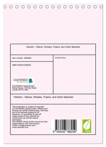 Produktbild: Vietnam &ndash; Nature, Temples, Tropics, and Urban Splendor (Desk Calendar 2027 DIN A5 portrait), CALVENDO 12 Month DeskCalendar