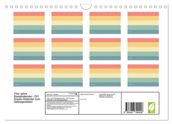 Produktbild: 70er Jahre Bastelkalender - DIY Kreativ-Kalender zum Selbstgestalten (Wandkalender 2026 DIN A4 quer), CALVENDO Monatskalender