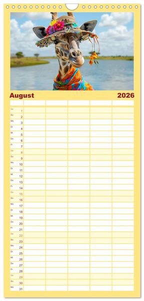Produktbild: Familienplaner 2026 - Giraffen-Trend. Hals und Stil mit 5 Spalten (Wandkalender, 21 x 45 cm) CALVENDO