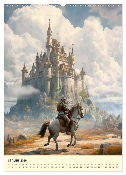 Produktbild: Drachen Ritter Burgen (hochwertiger Premium Wandkalender 2026 DIN A2 hoch), Kunstdruck in Hochglanz