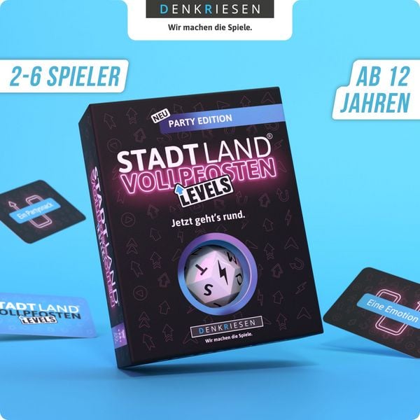 Denkriesen - Stadt Land Vollpfosten® - Levels - Party Edition "jetzt Geht's Rund."