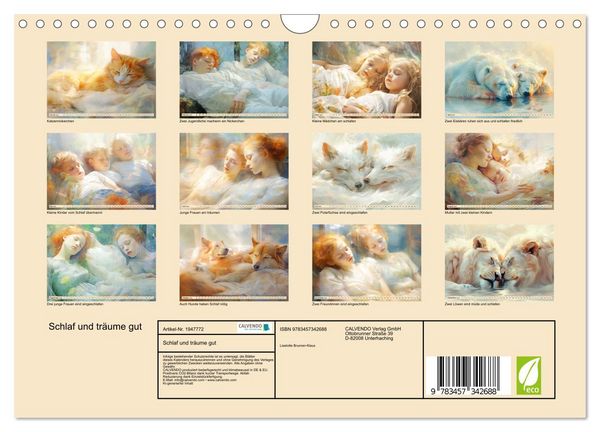 Produktbild: Schlaf und tr&auml;ume gut (Wandkalender 2026 DIN A4 quer), CALVENDO Monatskalender