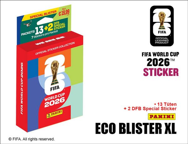 Produktbild: Panini FIFA WM 2026 Sticker ECO BLISTER XL mit 13 T&uuml;ten