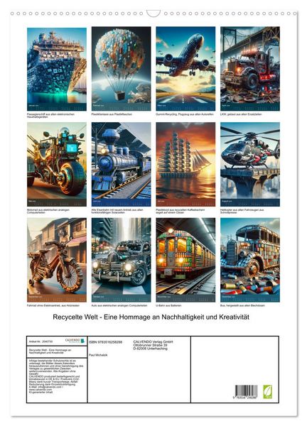 Produktbild: Recycelte Welt - Eine Hommage an Nachhaltigkeit und Kreativit&auml;t (Wandkalender 2026 DIN A2 hoch), CALVENDO Monatskalender