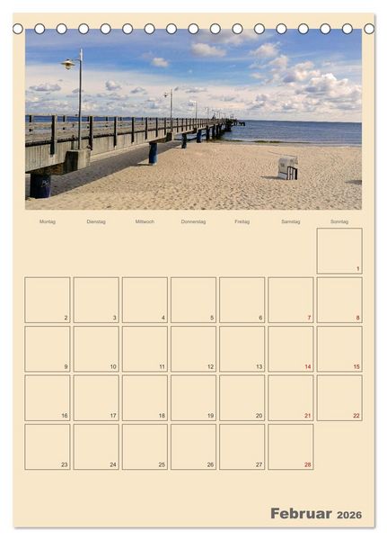 Produktbild: Usedom Ostsee - Terminplaner (Tischkalender 2026 DIN A5 hoch), CALVENDO Monatskalender