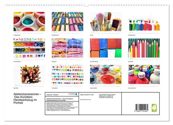 Produktbild: Atelierimpressionen - Des K&uuml;nstlers Handwerkzeug im Portrait (hochwertiger Premium Wandkalender 2026 DIN A2 quer), Kunstdruck in Hochglanz