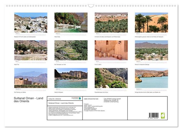 Produktbild: Sultanat Oman - Land des Orients (Wandkalender 2026 DIN A2 quer), CALVENDO Monatskalender
