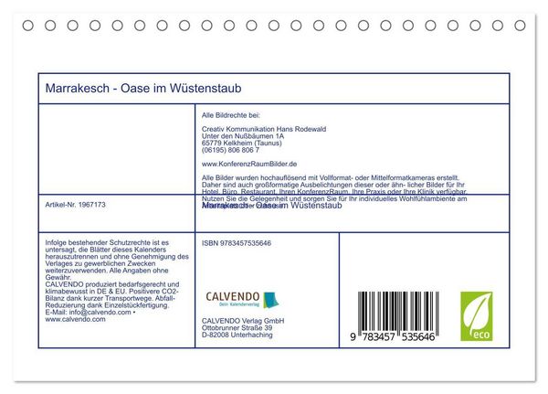 Produktbild: Marrakesch - Oase im W&uuml;stenstaub (Tischkalender 2026 DIN A5 quer), CALVENDO Monatskalender