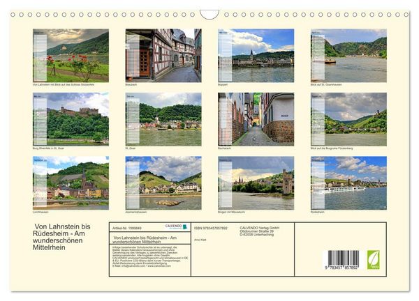 Produktbild: Von Lahnstein bis R&uuml;desheim - Am wundersch&ouml;nen Mittelrhein (Wandkalender 2026 DIN A3 quer), CALVENDO Monatskalender