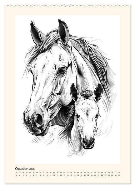 Produktbild: Sketchy Power Horses (Wall Calendar 2026 DIN A2 portrait), CALVENDO 12 Month Wall Calendar