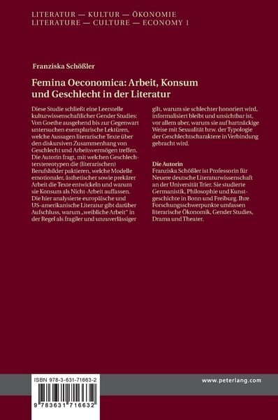 Produktbild: Femina Oeconomica: Arbeit, Konsum und Geschlecht in der Literatur