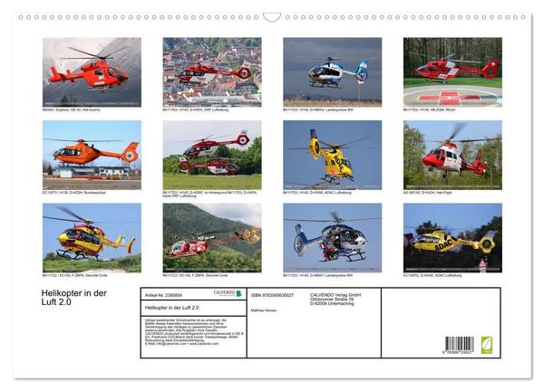 Produktbild: Helikopter in der Luft 2.0 (Wandkalender 2027 DIN A2 quer), CALVENDO Monatskalender