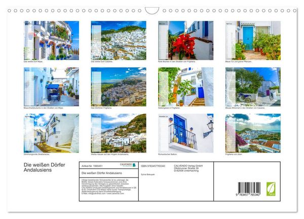 Produktbild: Die wei&szlig;en D&ouml;rfer Andalusiens (Wandkalender 2026 DIN A3 quer), CALVENDO Monatskalender
