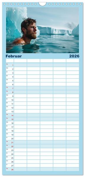 Produktbild: Familienplaner 2026 - Eisbaden mit 5 Spalten (Wandkalender, 21 x 45 cm) CALVENDO