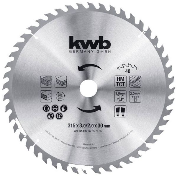 Produktbild: Kwb 593159 Kreiss&auml;geblatt 315 x 30mm 1St.