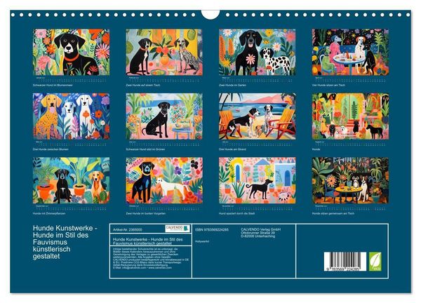 Produktbild: Hunde Kunstwerke - Hunde im Stil des Fauvismus k&uuml;nstlerisch gestaltet (Wandkalender 2027 DIN A3 quer), CALVENDO Monatskalender