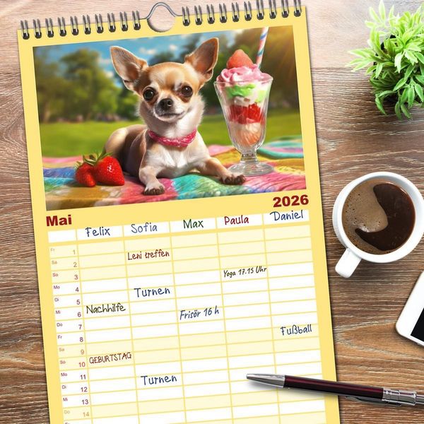 Produktbild: Familienplaner 2026 - Chillige Chihuahuas - Entspannte Fellnasen genie&szlig;en das Leben mit 5 Spalten (Wandkalender, 21 x 45 cm) CALVENDO