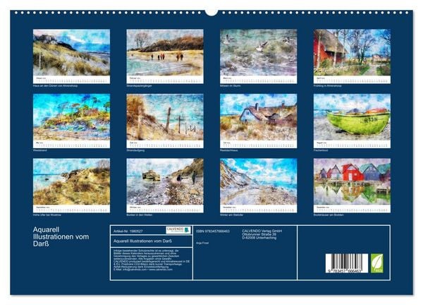 Produktbild: Aquarell Illustrationen vom Dar&szlig; (hochwertiger Premium Wandkalender 2026 DIN A2 quer), Kunstdruck in Hochglanz