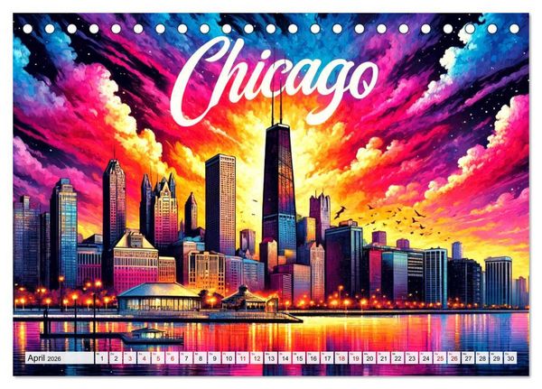 Produktbild: Stadtansichten der USA in Tusche (Tischkalender 2026 DIN A5 quer), CALVENDO Monatskalender
