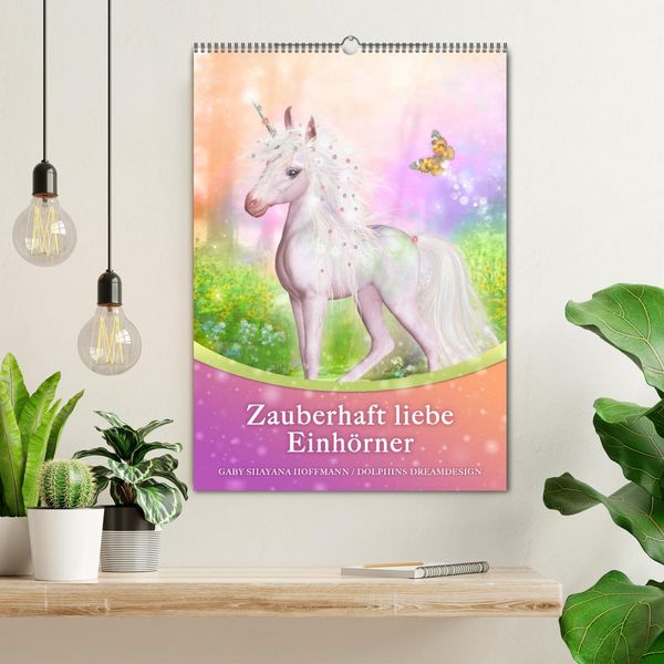 Produktbild: Zauberhaft liebe Einh&ouml;rner - Kalender (Wandkalender 2026 DIN A2 hoch), CALVENDO Monatskalender