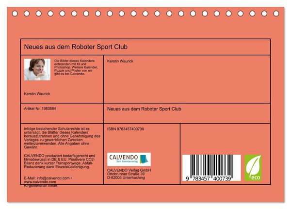 Produktbild: Neues aus dem Roboter Sport Club (Tischkalender 2026 DIN A5 quer), CALVENDO Monatskalender