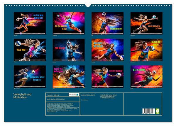 Produktbild: Volleyball und Motivation (Wandkalender 2026 DIN A2 quer), CALVENDO Monatskalender