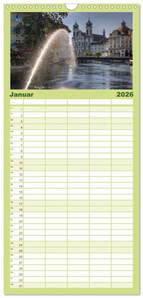 Produktbild: Familienplaner 2026 - Luzern an der Reuss mit 5 Spalten (Wandkalender, 21 x 45 cm) CALVENDO