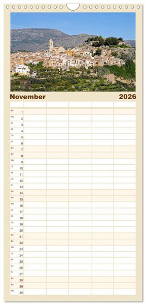 Produktbild: Familienplaner 2026 - Costa Blanca - Spaniens wei&szlig;e K&uuml;ste mit 5 Spalten (Wandkalender, 21 x 45 cm) CALVENDO