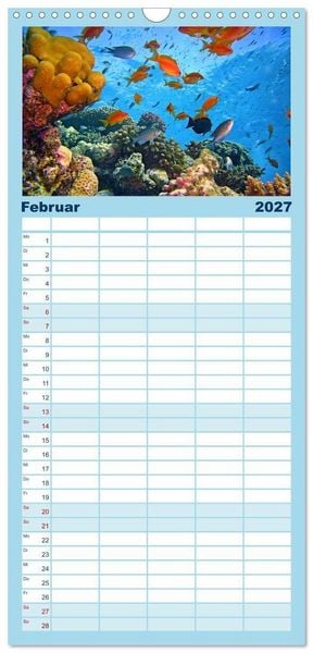 Produktbild: Familienplaner 2027 - Abenteuer Riff - bunte Unterwasserwelt mit 5 Spalten (Wandkalender, 21 x 45 cm) CALVENDO