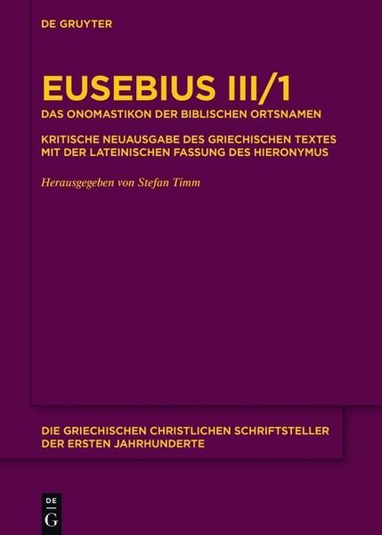 Produktbild: Das Onomastikon der biblischen Ortsnamen