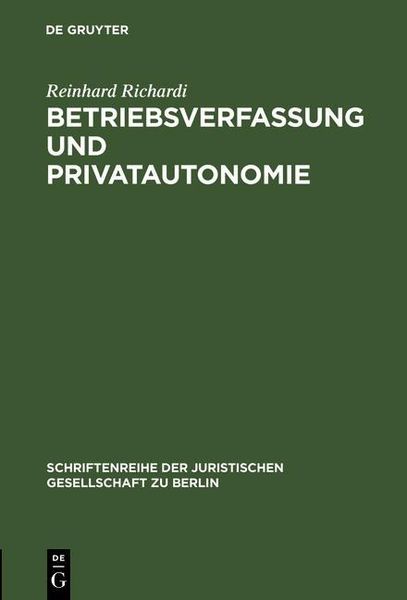 Produktbild: Betriebsverfassung und Privatautonomie
