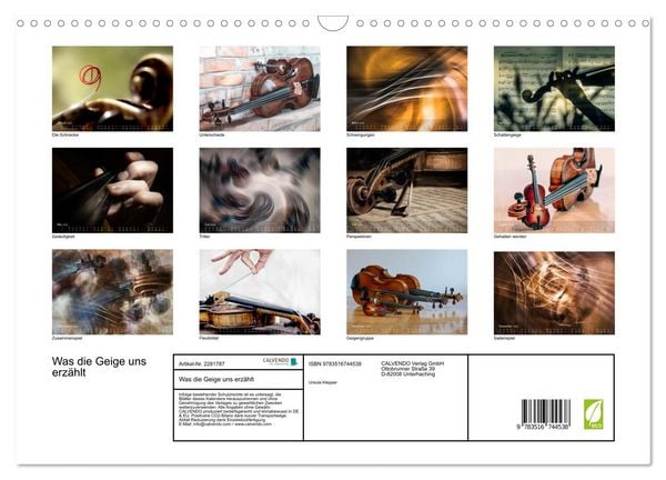 Produktbild: Was die Geige uns erz&auml;hlt (Wandkalender 2026 DIN A3 quer), CALVENDO Monatskalender