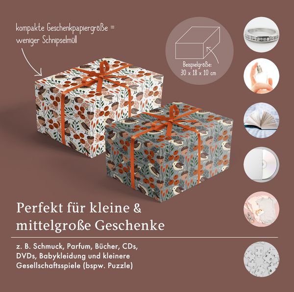 Produktbild: Geschenkpapier Set Weihnachten f&uuml;r Erwachsene: V&ouml;gel (retro, skandinavischer Stil, edel, grau, wei&szlig;)