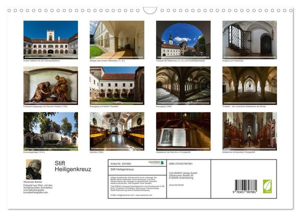 Produktbild: Stift Heiligenkreuz (Wandkalender 2026 DIN A3 quer), CALVENDO Monatskalender