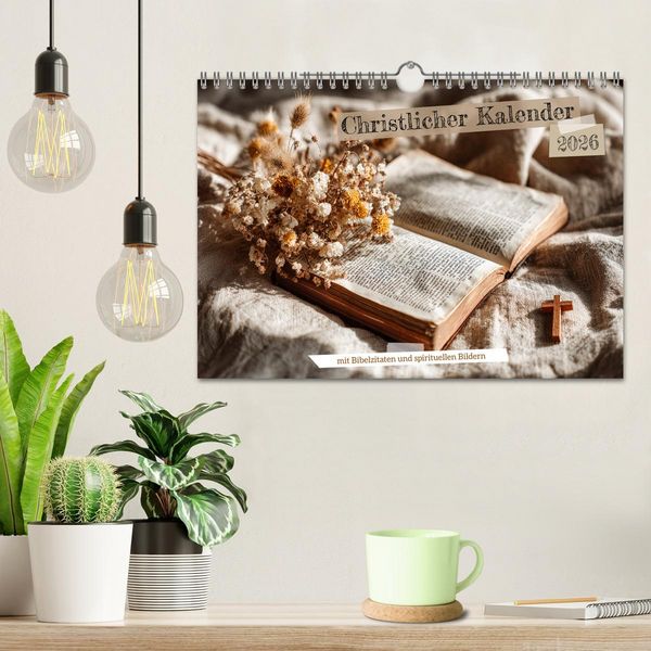 Produktbild: Christlicher Kalender mit Bibelzitaten und spirituellen Bildern (Wandkalender 2026 DIN A4 quer), CALVENDO Monatskalender