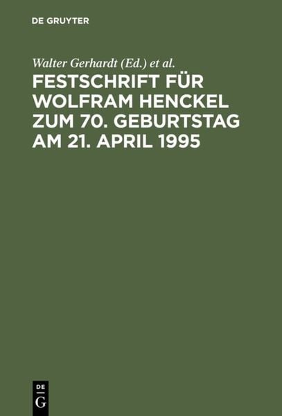 Produktbild: Festschrift f&uuml;r Wolfram Henckel zum 70. Geburtstag am 21. April 1995