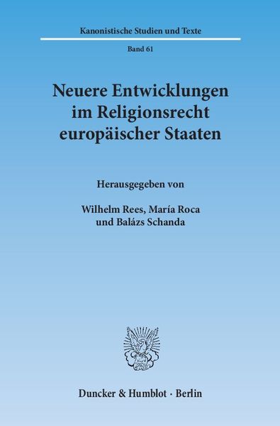 Produktbild: Neuere Entwicklungen im Religionsrecht europ&auml;ischer Staaten.