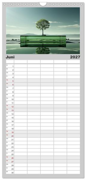 Produktbild: Familienplaner 2027 - Surrealer Minimalismus mit 5 Spalten (Wandkalender, 21 x 45 cm) CALVENDO