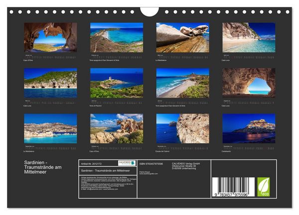 Produktbild: Sardinien - Traumstr&auml;nde am Mittelmeer (Wandkalender 2026 DIN A4 quer), CALVENDO Monatskalender