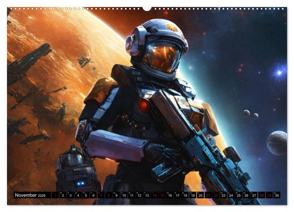 Produktbild: Futuristische Weltraumschlachten (hochwertiger Premium Wandkalender 2026 DIN A2 quer), Kunstdruck in Hochglanz