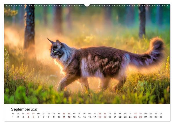 Produktbild: Eleganz in Pelz - ein Maine Coon - Kalender (Wandkalender 2027 DIN A2 quer), CALVENDO Monatskalender