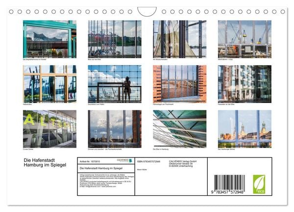 Produktbild: Die Hafenstadt Hamburg im Spiegel (Wandkalender 2026 DIN A4 quer), CALVENDO Monatskalender