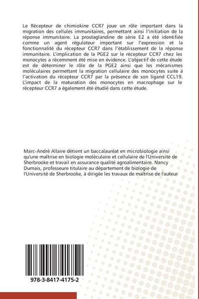 Produktbild: L'effet de la PGE2 sur le r&eacute;cepteur CCR7 des monocytes / macrophages